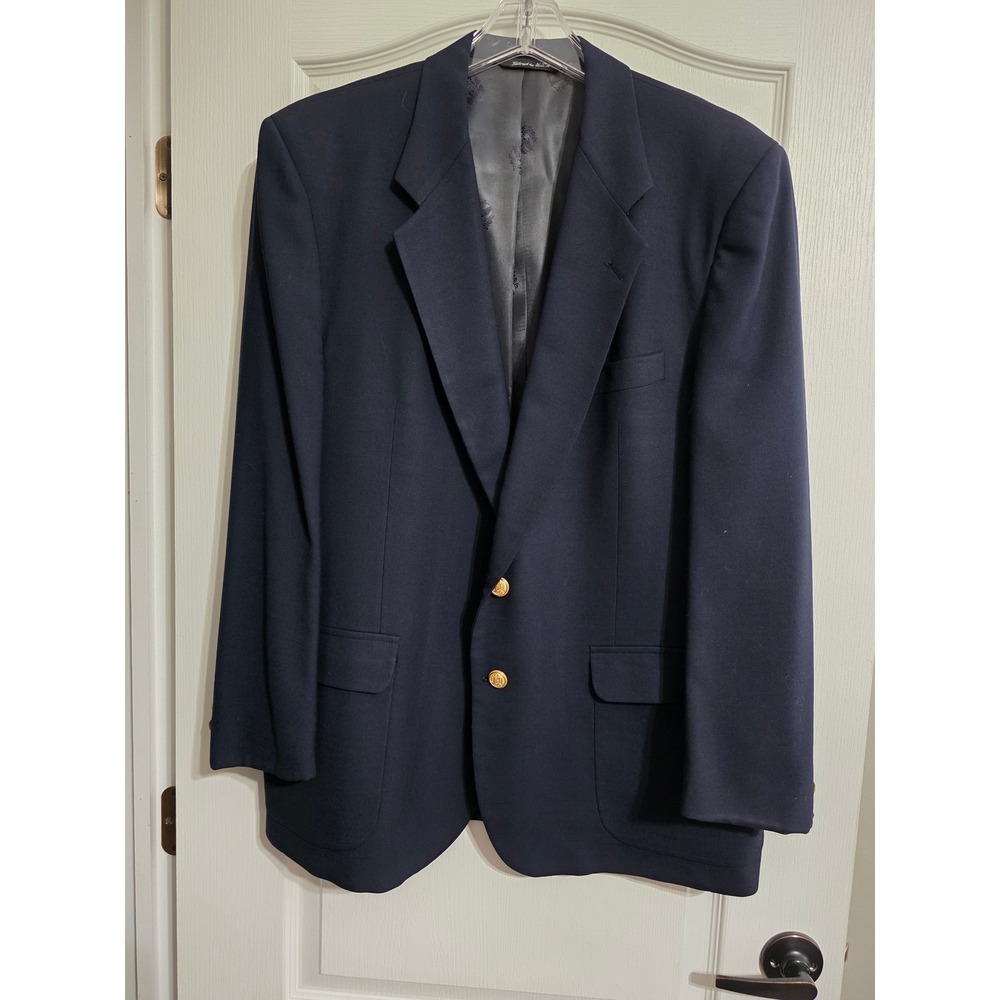 Kingsridge Sport Coat Mens Large Navy Blue Cutchalls Penn Square Blazer Vintage